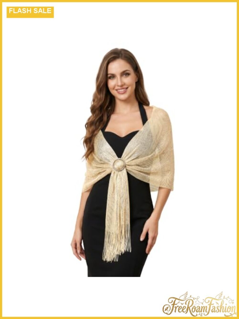 Sparkling Metallic Shawl Wrap Glitter Fringe Pashmina Formal Wedding